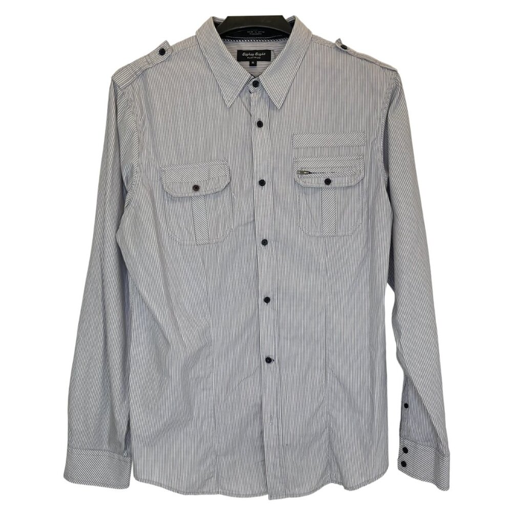 Men Gray | White Stripe Shirt Size XL